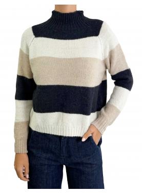 Maglione a righe collo alto